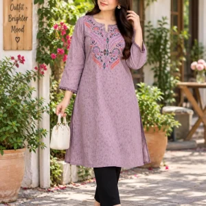 🌿 Lavender Bloom Embroidered Kurti